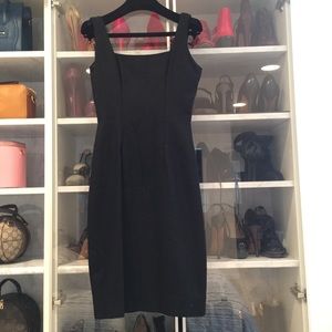 Black wool midi wiggle dress vintage 0